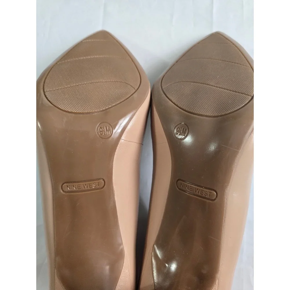 Nine West Etta Pointed Toe Pumps Light Natural Leather Stiletto Heels 9.5M